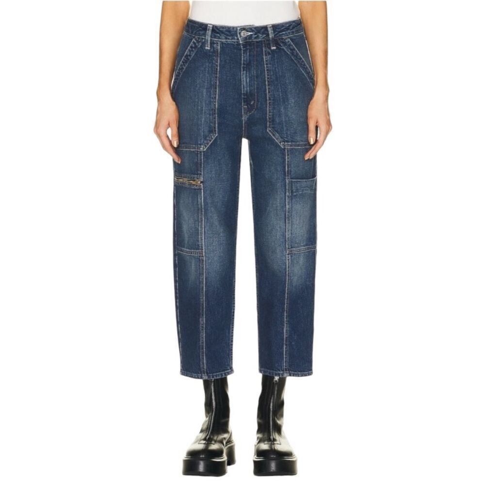 MOTHER Dark Blue Cropped Carpenter Jeans